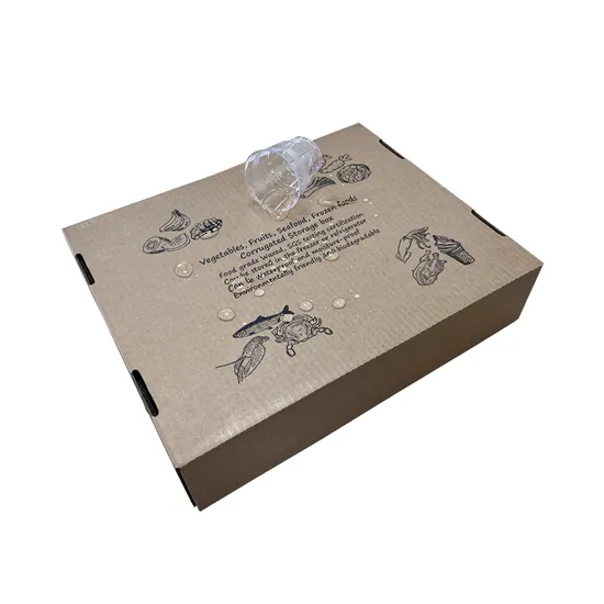 Waxed Coating Dipped Printed Corrugated Cardboard Paper Pineapple Tomato Cucumber Corn Broccoli Fresh Vegetable Fruit Sea Food Carton Box